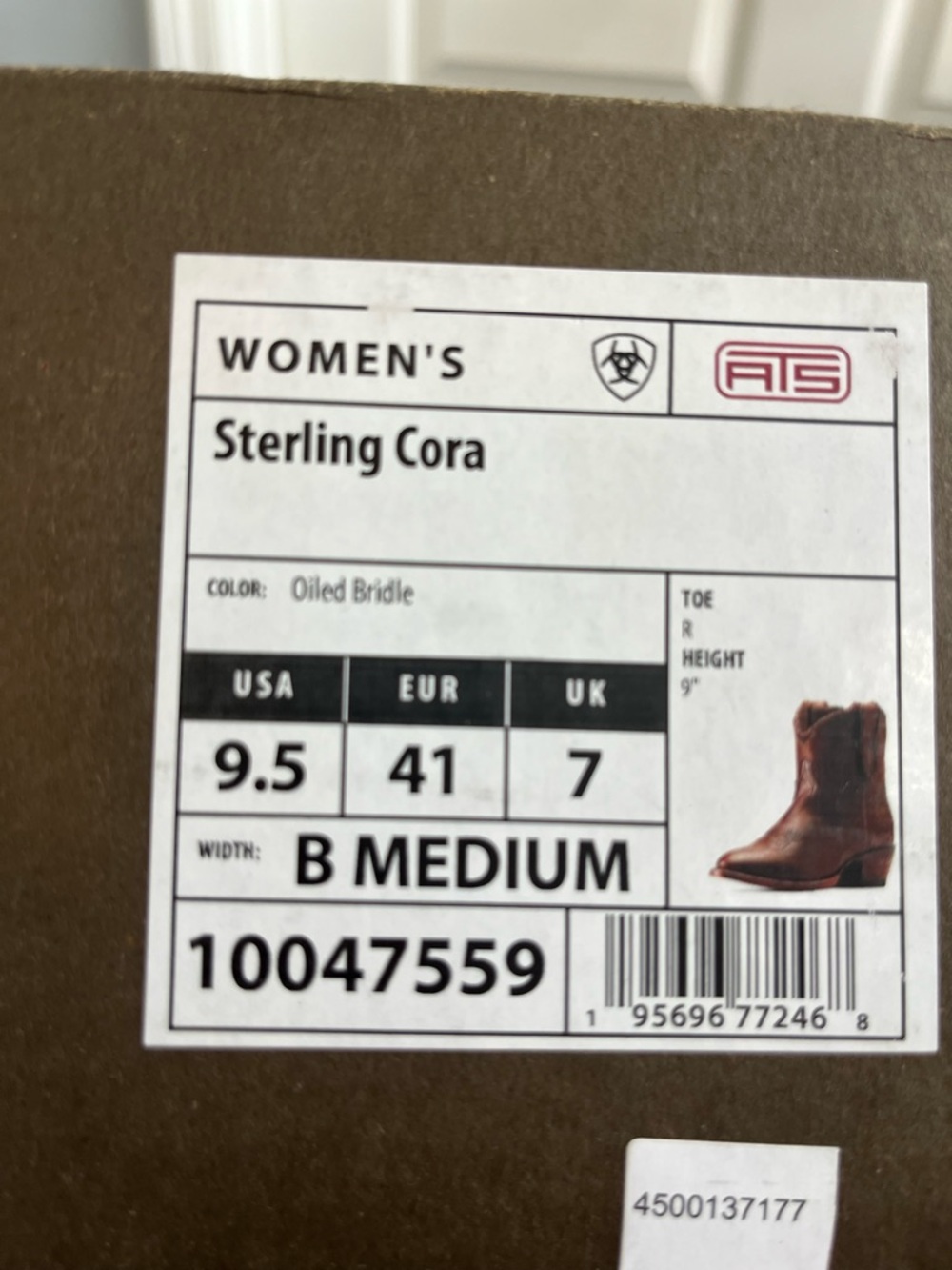 Ariat Brown Leather Short Western Boots with Braided Topline 9.5 - Picture 8 of 8